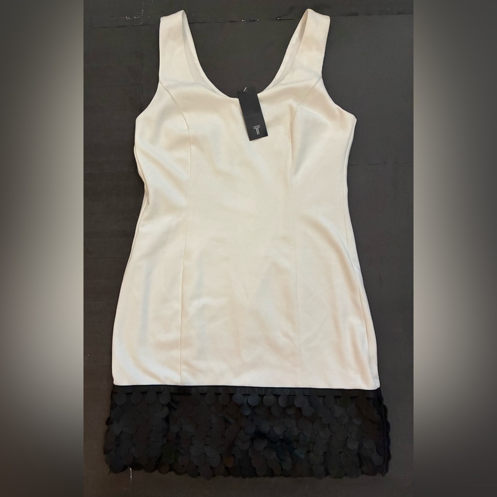 Tinley Road White Dress with Black Hem
